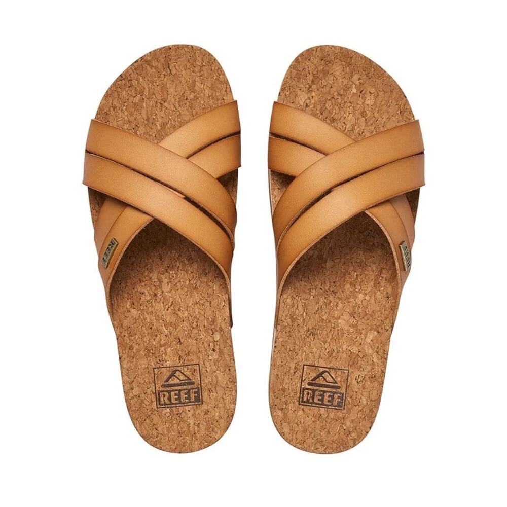 Reef Women's Brown Kaia Cross Cushion Bloom Hi Flip Flop Sandals Size 8